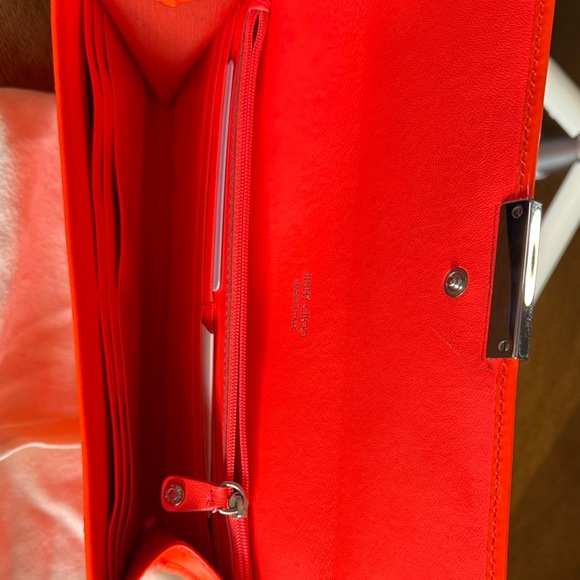Jimmy Choo Bright Orange Patent Clutch - Picture 3 of 7
